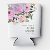 Boho Lavendel Roze Bloemrijke Aquarel Bruidsdouche Blikjeskoeler (Voorkant)