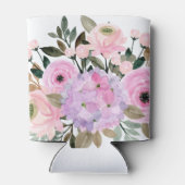 Boho Lavendel Roze Bloemrijke Aquarel Bruidsdouche Blikjeskoeler (Achterkant)