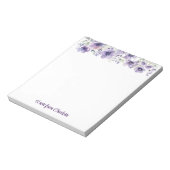 Boho lavendel wilde bloem waterverf wit notitieblok (Linkerzijde)