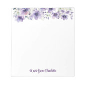 Boho lavendel wilde bloem waterverf wit notitieblok (Voorkant)