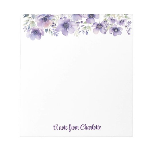 Boho lavendel wilde bloem waterverf wit notitieblok (Voorkant)