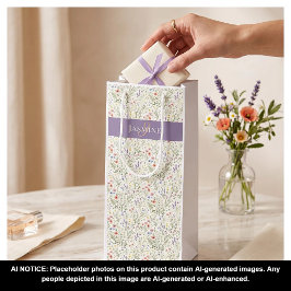 Boho Lavendelklaprozen Monogramnaam Wilde Bloem Wijn Cadeautas