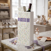 Boho Lavendelklaprozen Monogramnaam Wilde Bloem Wijn Cadeautas