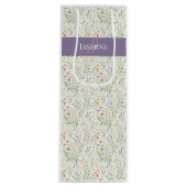 Boho Lavendelklaprozen Monogramnaam Wilde Bloem Wijn Cadeautas (Voorkant)