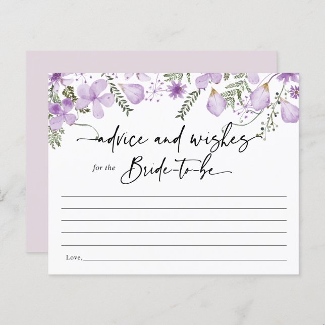 Boho Lavender Advice en wenst Bride Kaart (Voorkant / Achterkant)