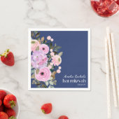 Boho Lavender Blue Floral Waterverf Bat Mitzvah Servet (Insitu)