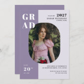 Boho Lavender Bold Typografie Foto Afstuderen Kaart (Voorkant / Achterkant)