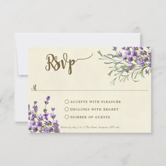 boho lavender bruiloft vrijgezellenfeest rsvp card (Voorkant)