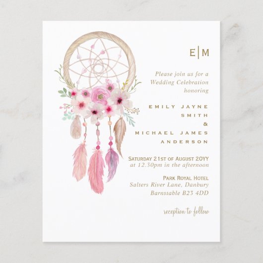 Boho Lavender Dream Catcher Pink Wedding (Voorkant)