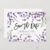boho lavender floral bruiloft , behalve de date ca aankondigingskaart (Voorkant / Achterkant)