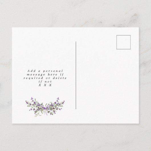 boho lavender floral bruiloft , behalve de date ca aankondigingskaart (Achterkant)