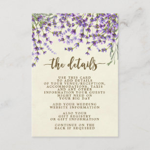 boho lavender floral bruiloft informcard informatiekaartje