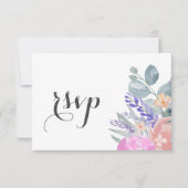 Boho Lavender Floral & Eucalyptus Wedding RSVP (Voorkant)