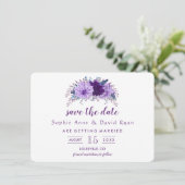 Boho Lavender Floral Plum Paars Save the Date (Staand voorkant)