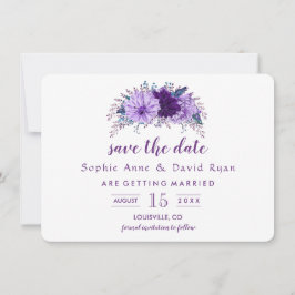 Boho Lavender Floral Plum Paars Save the Date