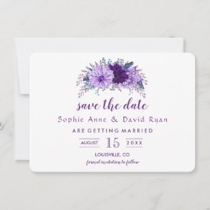 Boho Lavender Floral Plum Paars Save the Date