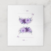 Boho Lavender Floral Plum Paars Table Number Plaatskaartje (Buitenkant ongevouwen)