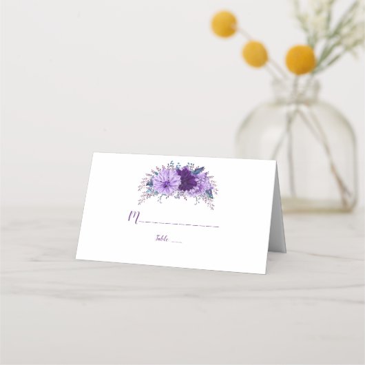 Boho Lavender Floral Plum Paars Table Number Plaatskaartje (Achterkant)