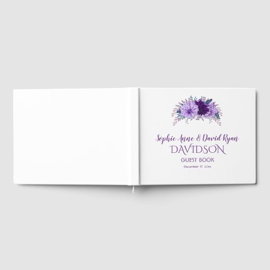 Boho Lavender Floral Plum Paars Wedding Gastenboek (Volledig)