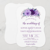 Boho Lavender Floral Plum Paars Wedding Kaart (Voorkant / Achterkant)
