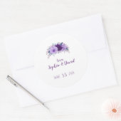 Boho Lavender Floral Plum Paars Wedding Ronde Sticker (Envelop)