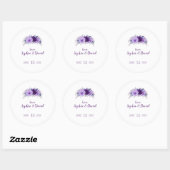 Boho Lavender Floral Plum Paars Wedding Ronde Sticker (Vel)