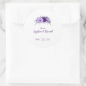 Boho Lavender Floral Plum Paars Wedding Ronde Sticker (Tas)