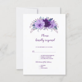 Boho Lavender Floral Plum Paars Wedding RSVP