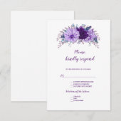 Boho Lavender Floral Plum Paars Wedding RSVP Kaartje (Voorkant / Achterkant)