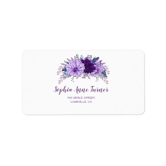 Boho Lavender Floral Plum Paars Wedding Wedding We Etiket (Voorkant)