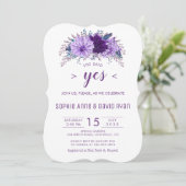 Boho Lavender Floral Plum Paarse verlovingsfeest Kaart (Staand voorkant)