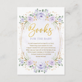 Boho Lavender Gold Flower Books for Baby Girl Informatiekaartje