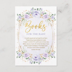Boho Lavender Gold Flower Books for Baby Girl Informatiekaartje