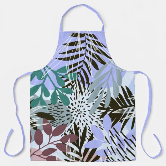 Boho Lavender, Groene en Blauwgroen Bladeren Schort (Voorkant)