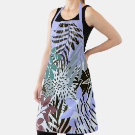 Boho Lavender, Groene en Blauwgroen Bladeren Schort