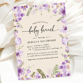 Boho Lavender Lila Florals Baby Brunch Kaart