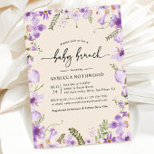 Boho Lavender Lila Florals Baby Brunch Kaart