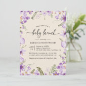 Boho Lavender Lila Florals Baby Brunch Kaart (Staand voorkant)