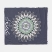 Boho Lavender Lotus Mandala Monogram Fleece Deken (Voorkant (Horizontaal))