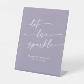 Boho Lavender Paarse Sparkler Verstuur Bruiloftsfe Reclamebord Met Voetstuk (Voorkant)