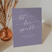 Boho Lavender Paarse Sparkler Verstuur Bruiloftsfe Reclamebord Met Voetstuk