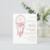 Boho Lavender Pink Dream Catcher Feathers Weddensc (Staand voorkant)
