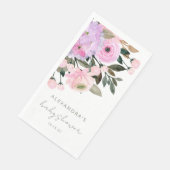Boho Lavender Pink Floral Waterverf Baby shower Servet (Hoek)