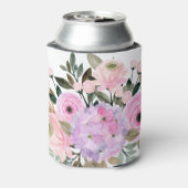 Boho Lavender Pink Floral Waterverf Vrijgezellenfe Blikjeskoeler (Blikje Achterkant)