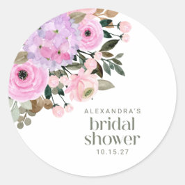 Boho Lavender Pink Floral Waterverf Vrijgezellenfe Ronde Sticker