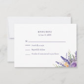 Boho Lavender Watercolor Wildflower Wedding RSVP Kaartje (Voorkant)