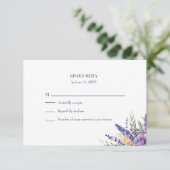 Boho Lavender Watercolor Wildflower Wedding RSVP Kaartje (Staand voorkant)