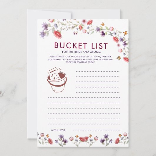 Boho Lavender Wildflower Bridal Shower Bucket List (Voorkant)