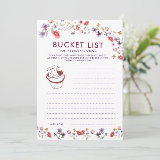 Boho Lavender Wildflower Bridal Shower Bucket List (Staand voorkant)
