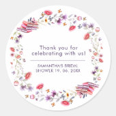 Boho Lavender Wildflower New Chapter Favor Ronde Sticker (Voorkant)
